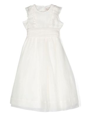 Il Gufo robe longue en coton à volants - Blanc