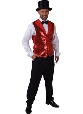 Gilet paillet rood luxe