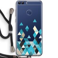 Gekleurde driehoekjes blauw: Huawei P Smart (2018) Transparant Hoesje met koord