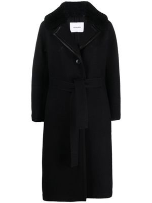 Yves Salomon manteau en laine à taille ceinturée - Bleu