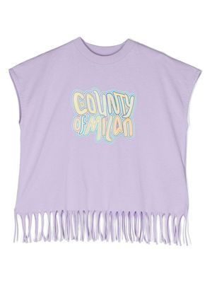 Marcelo Burlon County Of Milan Kids t-shirt en coton à slogan imprimé - Violet