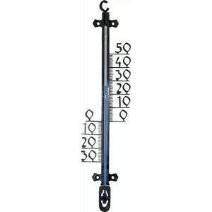 Buitenthermometer - kunststof - 26 cm - zwart   -