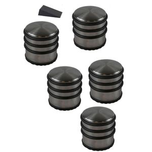 5x RVS deurstopper rond D9 x H7 cm + deurwig