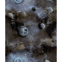 Noordwand Behang Good Vibes Galaxy Planets and Text blauw en zwart - thumbnail