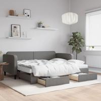 Slaapbank onderschuifbed en lades 90x200 cm stof donkergrijs