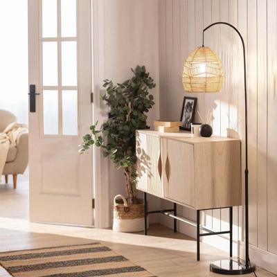 Vloerlamp &apos;Benado&apos; gevlochten kap vloerlamp E27 fitting 116cm