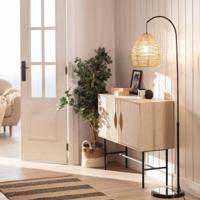 Vloerlamp &apos;Benado&apos; gevlochten kap vloerlamp E27 fitting 116cm