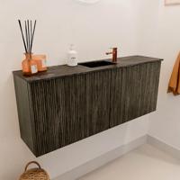 Toiletmeubel Mondiaz Joya Dlux | 100 cm | Meubelkleur Shadow | Faye wastafel Lava Wasbak Midden | 1 kraangat