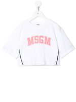 MSGM Kids t-shirt crop à logo imprimé - Blanc