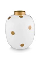 Pip Studio Metalen Vaas Stippen Wit Goud 32cm