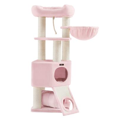 Krabpaal 141 cm met tunnel, Pastelroze