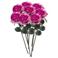 Kunstbloem roos Simone - 8x - fuchsia - 45 cm - decoratie bloemen Kunstbloem roos Simone - 8x - fuchsia - 45 cm - decoratie bloemen