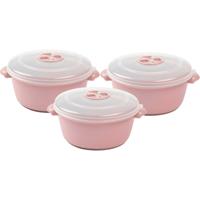 Plasticforte Magnetronschaal met deksel/ventiel - 3x - 1L - lichtroze - kunststof - BPA vrij