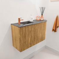 Toiletmeubel Mondiaz Joya Dlux | 71.6 cm | Meubelkleur Oak | Faye wastafel Sombra Wasbak Links | 1 kraangat