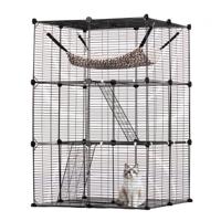 VEVOR 3-laags kattenkooi kattenbehuizing metalen draadkooi 711x711x1041mm