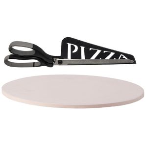 BBQ/oven pizzasteen rond keramiek 30 cm met zwarte pizzaschaar