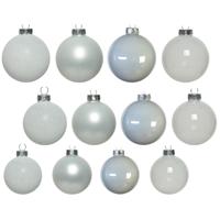 Decoris kerstballen - 42x - wit - glas - 5-6-7 cm - mat/glans/glitter - kerstversiering