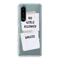 No Girls Allowed Unless: Sony Xperia 5 III Transparant Hoesje