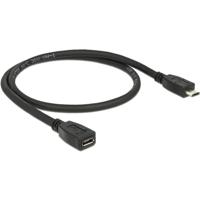 Delock 83567 USB-kabel USB 2.0 USB-micro-B stekker, USB-micro-B bus 0.50 m Zwart