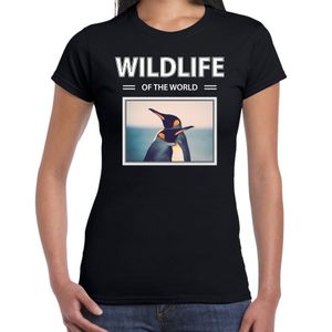 Pinguin t-shirt met dieren foto wildlife of the world zwart voor dames