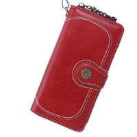 Vintage knop telefoon portemonnees vrouwen portefeuilles vrouwelijke portemonnee lederen merk retro dames lange rits vrouw portemonnee kaart koppeling