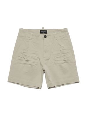 DSQUARED2 KIDS short en coton mélangé à logo appliqué - Tons neutres