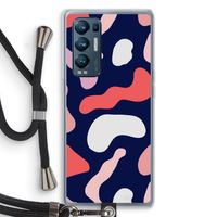 Memphis Shapes Pink: Oppo Find X3 Neo Transparant Hoesje met koord