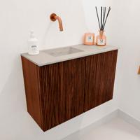 Toiletmeubel Mondiaz Joya Dlux | 60 cm | Meubelkleur Ruby | Faye wastafel Opalo Wasbak Links | Zonder kraangat(en)