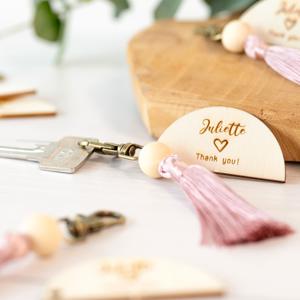 Sleutelhanger met magnolia kwastje - set van 6