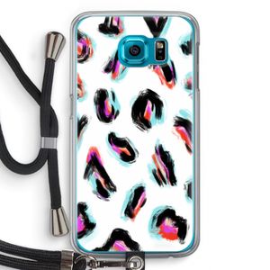 Cheetah color: Samsung Galaxy S6 Transparant Hoesje met koord