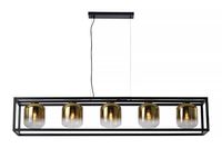 Freelight Hanglamp Dentro 5 lichts L 160 cm  goud glas zwart