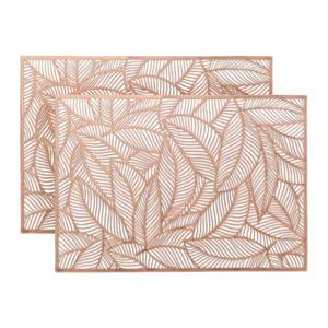 Placemat Nissa - 4x - brons blad motief - 30 x 45 cm - onderlegger