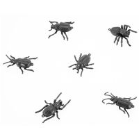 Nep kever/insecten mix ophangbaar - 6 cm - zwart - 6x stuks - decoratieve griezel beestjes Nep kever/insecten mix ophangbaar - 6 cm - zwart - 6x stuks - decoratieve griezel beestjes