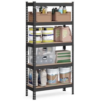 Sterke stellingkast met vijf lagen voor extra opbergruimte, Zwart / 30T x 75B x 150H cm / 1