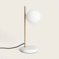 Tafellamp opaalglas messing met marmerkleur voet & G9 fitting &apos;Julie&apos;
