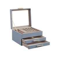 Sieradendoosje met glazen deksel, Rook blauw-goud Sieradendoosje met glazen deksel, Rook blauw-goud