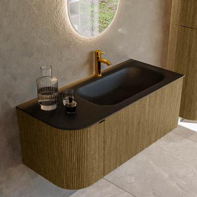 Badmeubel Mondiaz Kurve | 105 cm cm | Meubelkleur Dusk | Wastafelkleur Urban | Solid surface | Wasbak rechter zijde spoelbak | 1 kraangat