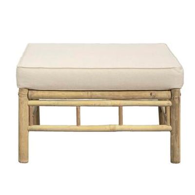 Hocker Tarifa incl. kussen - naturel/crème - 33x70x70 cm - Leen Bakker