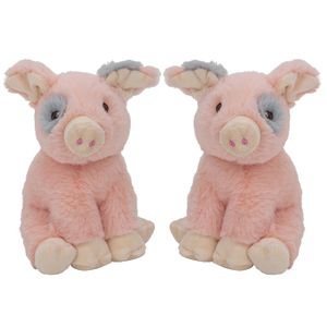 Multipak van 2x stuks pluche dieren knuffels Varkens/biggetjes van 18 cm