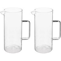 Water Karaf/schenkkan met schenktuit - 2x - glas - 1.5 Liter - D10 x H22 cm