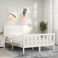 Bedframe zonder matras massief grenenhout wit 140x190 cm