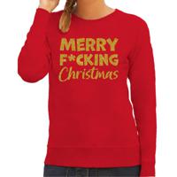 Foute kersttrui/sweater voor dames - Merry F*cking Christmas - rood - glitter goud