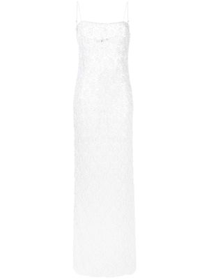 Retrofete robe longue Landy à dentelle fleurie - Blanc