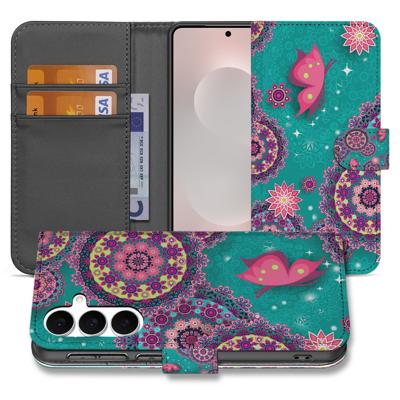 Samsung Galaxy S25 FE Bookstyle Hoesje Met Pasjes Cirkels en Vlinders Samsung Galaxy S25 FE Bookstyle Hoesje Met Pasjes Cirkels en Vlinders