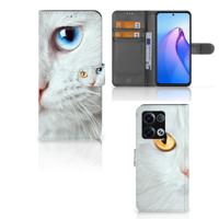 OPPO Reno8 Pro | Telefoonhoesje | Met pasjeshouder | Witte Kat