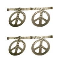 3x stuks sexties Hippie Flower Power Peace tekens feest thema slinger zilver 5 meter