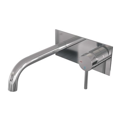 Inbouw Wastafelmengkraan Brauer Chrome Edition Coldstart Gebogen Uitloop Ronde Hendel Rechts Chroom Met Afdekplaat