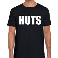 HUTS tekst t-shirt zwart heren - thumbnail