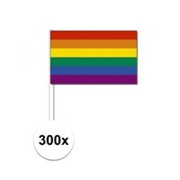 300x Zwaaivlaggetjes met regenboog   -