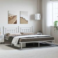 Bedframe met hoofdbord metaal wit 193x203 cm